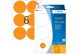 Etiket HERMA 2284 rond 50mm fluor oranje 144stuks