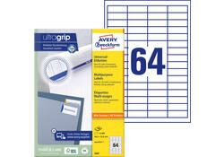 Etiket Avery Zweckform 3667 48.5x16.9mm wit 6400stuks