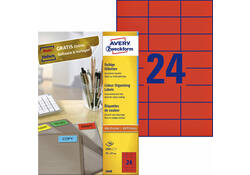 Etiket Avery Zweckform 3448 70x37mm rood 2400stuks