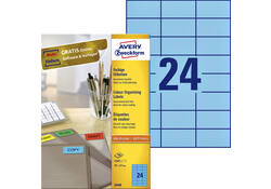 Etiket Avery Zweckform 3449 70x37mm blauw 2400stuks