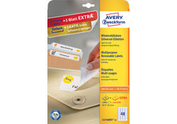 Etiket Avery L4736REV-25 45.7x21.2mm afneembaar wit 1200stuk