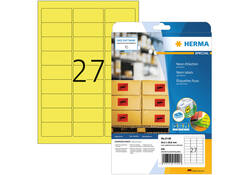 Etiket HERMA 5140 63.5x29.6mm neongeel 540stuks