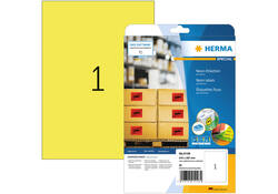 Etiket HERMA 5148 210x297mm A4 fluor geel 20stuks