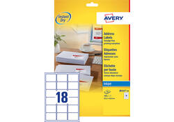 Etiket Avery J8161-10 63.5x46.6mm wit 180stuks