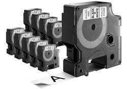 Labeltape Dymo LabelManager D1 polyester 19mm zwart op wit 10 stuks