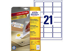 Etiket Avery Zweckform L6023REV-25 63.5x38.1mm afneembaar wit 525stuks