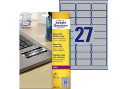 Etiket Avery L6011-20 63.5x29.6mm zilver 540stuk