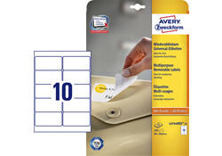 Etiket Avery Zweckform L4744REV-25 96x50.8mm afneembaar wit 250stuks