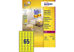 Etiket Avery L7651Y-100 38.1x21.2mm neon geel 6500stuks