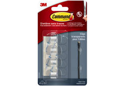 Kabelklem Command rond incl bevestigingsstrips transparant 4 stuks