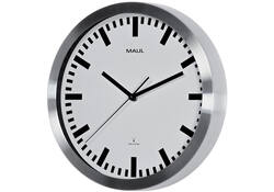 Wandklok MAUL Pilot RC Ø30,5x4.5cm aluminium frame /wit incl.batterij