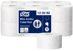 Toiletpapier Tork Mini Jumbo T2 advanced 2-laags 12 rollen wit 120280