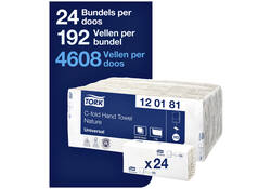 Handdoek Tork H3 c-vouw universal 1-laags naturel 120181