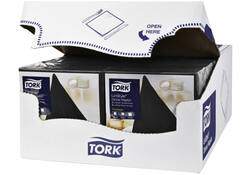 Dinerservet Tork Linstyle Premium 1/4 vouw 1-laags 390x390mm 50 vel zwart 478726