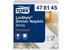 Dinnerservetten Tork Premium LinStyle® 1/8 gevouwen 1-laags 50 st wit 478145