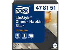 Dinerservet Tork Linstyle Premium 1/8 vouw 1-laags 390x390mm 50 vel zwart 478151