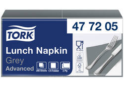 Servetten Tork 2-laags 1/4 gevouwen 200st grijs 477205