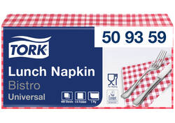 Lunchservet Tork Bistro 1/4-vouw 1-laags 400st rood 509359