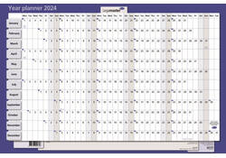 Jaarplanner 2027 Legamaster 90x60cm horizontaal gelamineerd en oprolbaar Engelstalig