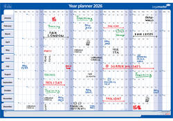 Jaarplanner 2027 Legamaster 90x60cm horizontaal gelamineerd Engelstalig