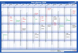 Jaarplanner 2027 Legamaster 1 persoon 90x60cm horizontaal gelamineerd Engelstalig