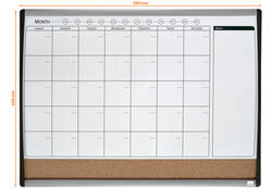 Whiteboard Nobo magnetische planner met prikbord van kurk 585x430mm