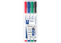 Viltstift Staedtler 301 whiteboard rond assorti 1mm 4stuks