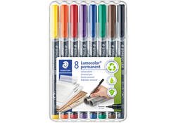 Viltstift Staedtler Lumocolor 313 permanent S set à 8 stuks assorti