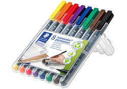Viltstift Staedtler Lumocolor 313 permanent S set à 8 stuks assorti