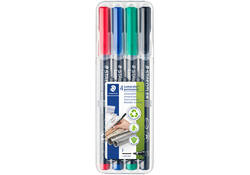 Viltstift Staedtler Lumocolor 318 permanent F set à 4 stuks assorti