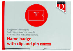 Badge Quantore met clip en speld 60x90mm