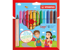Viltstift STABILO Cappi 168/12 medium assorti etui à 12 stuks
