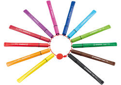 Viltstift STABILO Cappi 168/12 medium assorti etui à 12 stuks