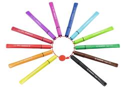 Viltstift STABILO Cappi 168/12 medium assorti etui à 12 stuks