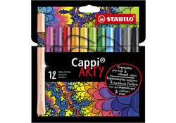 Viltstift STABILO Cappi 168/12 Arty medium assorti etui à 12 stuks