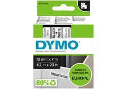Labeltape Dymo LabelManager D1 polyester 12mm zwart op wit