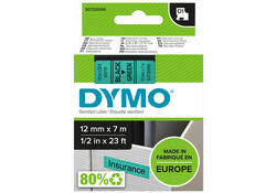 Labeltape Dymo LabelManager D1 polyester 12mm zwart op groen