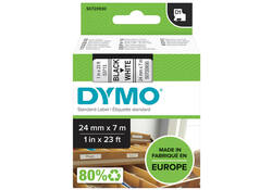 Labeltape Dymo LabelManager D1 polyester 24mm zwart op wit