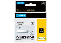 Labeltape Dymo Rhino industrieel vinyl 24mm zwart op wit