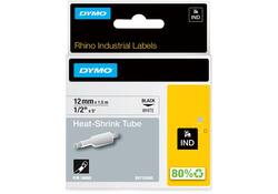 Labeltape Dymo Rhino industrieel krimpkous 12mm zwart op wit