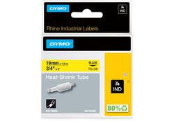 Labeltape Dymo Rhino industrieel krimpkous 19mm zwart op geel