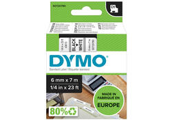 Labeltape Dymo LabelManager D1 polyester 6mm zwart op wit