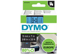 Labeltape Dymo LabelManager D1 polyester 9mm zwart op blauw