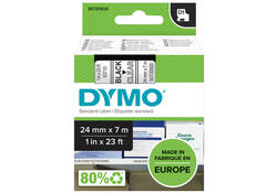 Labeltape Dymo LabelManager D1 polyester 24mm zwart op transparant