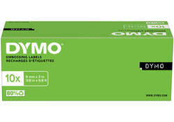 Reliëftape Dymo embossing plastic 9mm wit op zwart