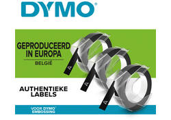 Reliëftape Dymo embossing vinyl 9mm wit op rood
