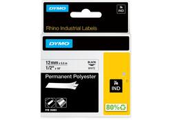 Labeltape Dymo Rhino industrieel polyester 12mm zwart op wit