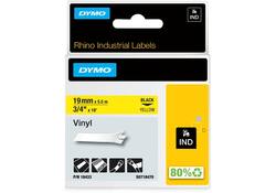 Labeltape Dymo Rhino industrieel vinyl 19mm zwart op geel