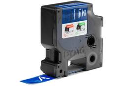 Labeltape Dymo Rhino industrieel vinyl 19mm wit op blauw