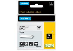 Labeltape Dymo Rhino industrieel vinyl 19mm zwart op wit